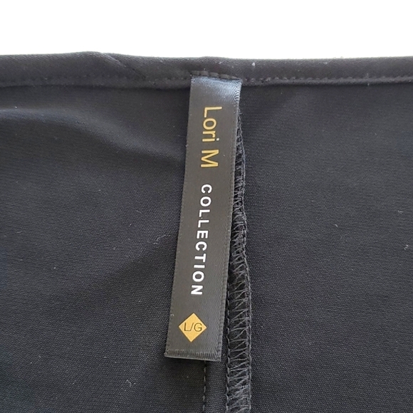 Lori M Black Cold Shoulder Cutout Drape Neckline Wide Sleeve Dress Large - Picture 7 of 12